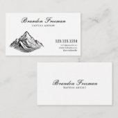 Einfache Schwarz-Weiß-Gebirge Tattoo Artist Visitenkarte (Vorne/Hinten)