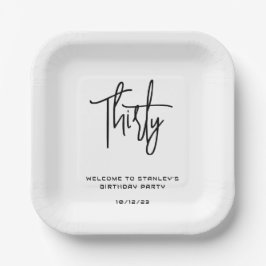 Einfache Schwarz-Weiß-Geburtstagsparty Pappteller