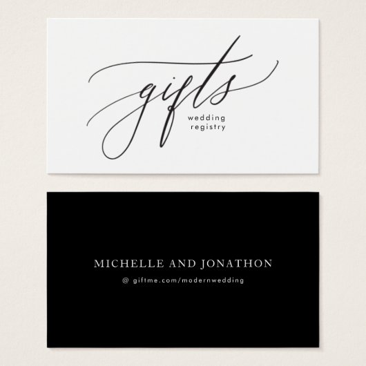 Einfache Schwarz-Weiß-Geschenkregistrierung für mo (Vorne & Hinten)
