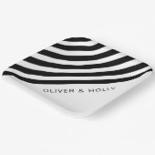 Einfache, schwarz-weiß gestreifte Square-Hochzeit Pappteller (Gewinkelt)