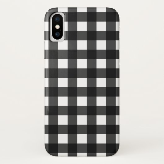 Einfache Schwarz-Weiß-Gingham Case-Mate iPhone Hülle (Rückseite)