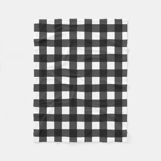 Einfache Schwarz-Weiß-Gingham Fleecedecke (Vorderseite)