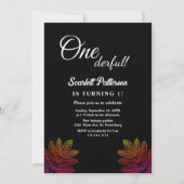 Einfache Schwarz-Weiß-Glanz Fall 1. Geburtstag Einladung (Vorderseite)