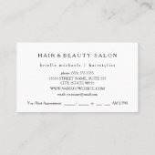 Einfache Schwarz-Weiß-Goldschere Friseurin Terminkarte (Rückseite)