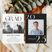 Einfache Schwarz/Weiß, Grad Party 2025 Einladung