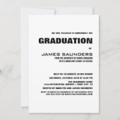 Einfache Schwarz-Weiß-Graduierungsparty Einladung (Vorderseite)