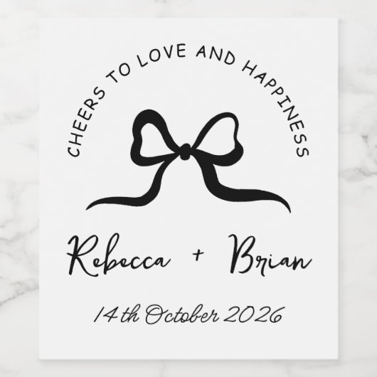 Einfache Schwarz-Weiß-Hand-Draw-Sketch-Hochzeit Weinetikett (Einzelnes Label)