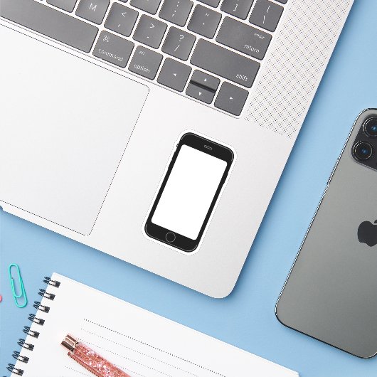 Einfache Schwarz-Weiß-Handy-Vorlage Aufkleber (Laptop mit iPhone)