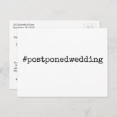 Einfache Schwarz-Weiß-Hashtag vertagte Hochzeit Postkarte (Vorne/Hinten)