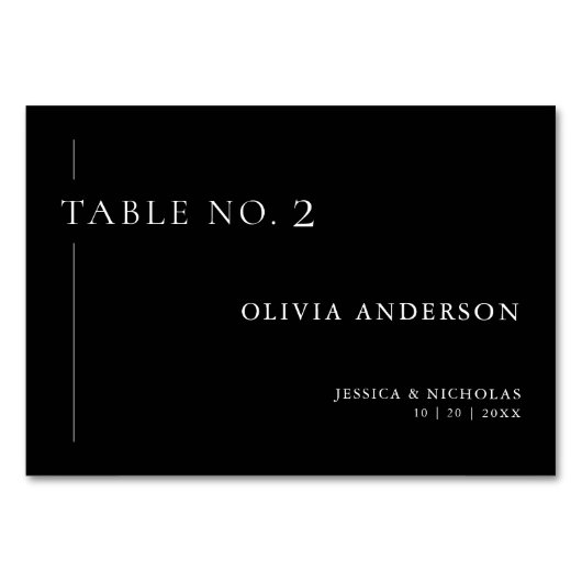 Einfache Schwarz-Weiß-Hausnummer Hochzeit Tischnummer (Vorderseite)