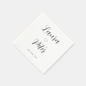 Einfache Schwarz-Weiß-Heart-Hochzeit Serviette (Ecke)