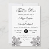 Einfache Schwarz-Weiß-Herbst-Hochzeit in der Liebe Einladung (Vorderseite)