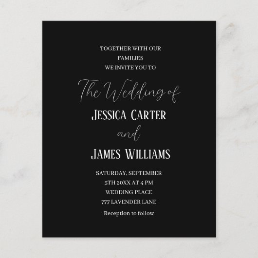 Einfache Schwarz-Weiß-Hochzeit (Vorderseite)