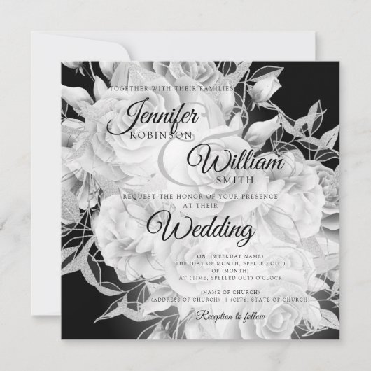 Einfache Schwarz-Weiß-Hochzeit (Vorderseite)