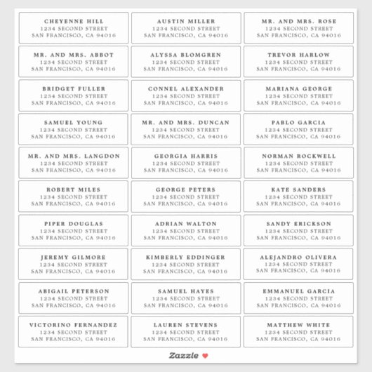 Einfache Schwarz-Weiß-Hochzeit Aufkleber (Blatt)