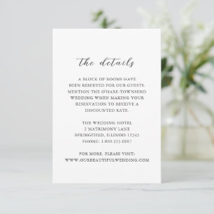 Einfache Schwarz-Weiß-Hochzeit Begleitkarte