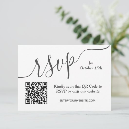 Einfache Schwarz-Weiß-Hochzeit Begleitkarte (Stehend Vorderseite)