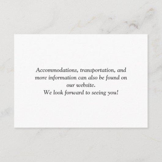 Einfache Schwarz-Weiß-Hochzeit Begleitkarte (Rückseite)