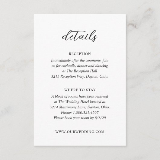 Einfache Schwarz-Weiß-Hochzeit Begleitkarte (Vorderseite)