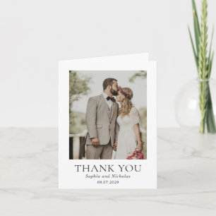Einfache Schwarz-Weiß-Hochzeit des modernen Fotos Dankeskarte