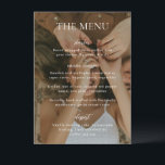 Einfache Schwarz-Weiß-Hochzeit des modernen Fotos Menükarte<br><div class="desc">Modernes Hochzeitsmenü mit einem schlichten und dennoch eleganten Design.</div>