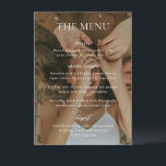 Einfache Schwarz-Weiß-Hochzeit des modernen Fotos Menükarte<br><div class="desc">Modernes Hochzeitsmenü mit einem schlichten und dennoch eleganten Design.</div>