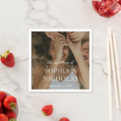 Einfache Schwarz-Weiß-Hochzeit des modernen Fotos Serviette (Beispiel)