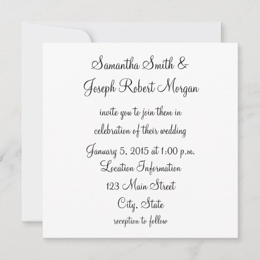 Einfache Schwarz-Weiß-Hochzeit Einladung (Vorderseite)