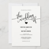 Einfache Schwarz-Weiß-Hochzeit Einladung (Vorderseite)