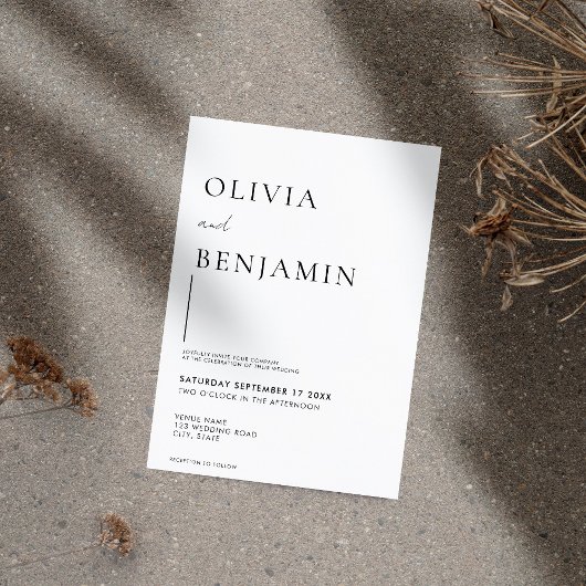 Einfache Schwarz-Weiß-Hochzeit Einladung