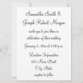 Einfache Schwarz-Weiß-Hochzeit Einladung (Vorderseite)