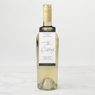 Einfache Schwarz-Weiß-Hochzeit Flaschenanhänger