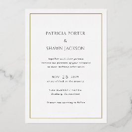 Einfache Schwarz-Weiß-Hochzeit Folieneinladung