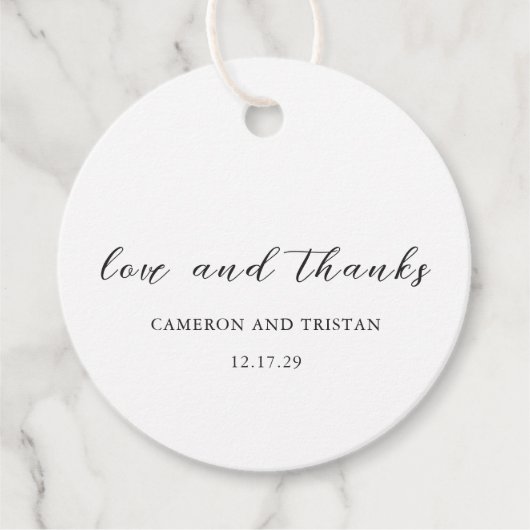 Einfache Schwarz-Weiß-Hochzeit Geschenkanhänger (Vorderseite)