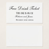 Einfache Schwarz-Weiß-Hochzeit - Gratis-Getränkeka (Vorne & Hinten)