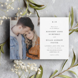 Einfache Schwarz-Weiß-Hochzeit im eleganten Foto Einladung