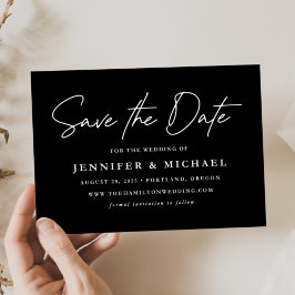 Einfache Schwarz-Weiß-Hochzeit im lässigen Skript Save The Date