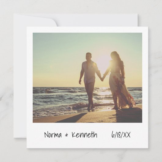 Einfache Schwarz-Weiß-Hochzeit Lässiges Foto Einladung (Vorderseite)