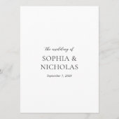 Einfache Schwarz-Weiß-Hochzeit Menükarte (Rückseite)