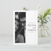 Einfache Schwarz-Weiß-Hochzeit Minimalistischer Fo Einladung (Stehend Vorderseite)