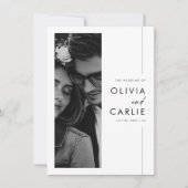 Einfache Schwarz-Weiß-Hochzeit Minimalistischer Fo Einladung (Vorderseite)