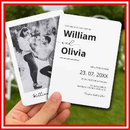 Einfache Schwarz-Weiß-Hochzeit Minimalistischer FO Einladung