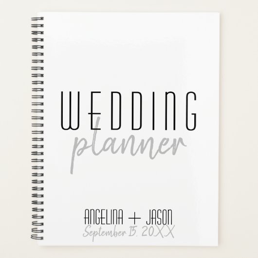 Einfache Schwarz-Weiß-Hochzeit Planer (Vorderseite)