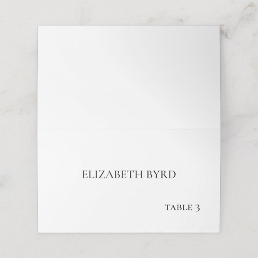 Einfache Schwarz-Weiß-Hochzeit Platzkarte (Außenseite Aufgefaltet)