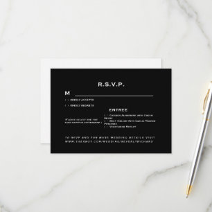 Einfache Schwarz-Weiß-Hochzeit RSVP Karte