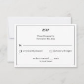 Einfache Schwarz-Weiß-Hochzeit RSVP Karte (Vorderseite)