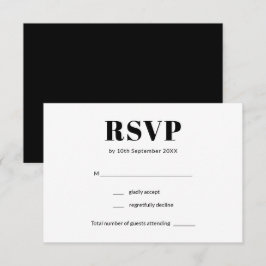 Einfache Schwarz-Weiß-Hochzeit RSVP Karte