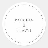 Einfache Schwarz-Weiß-Hochzeit Runder Aufkleber (Vorderseite)
