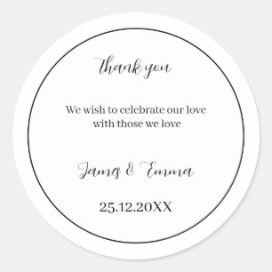 Einfache Schwarz-Weiß-Hochzeit Runder Aufkleber
