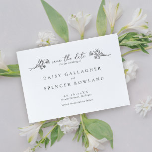 Einfache Schwarz-Weiß-Hochzeit Save The Date